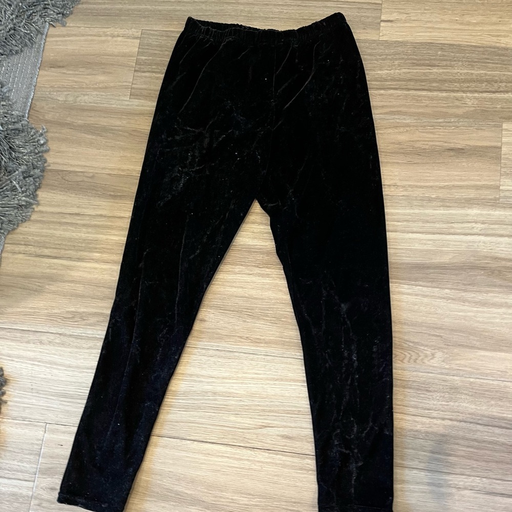 Black velvet leggings